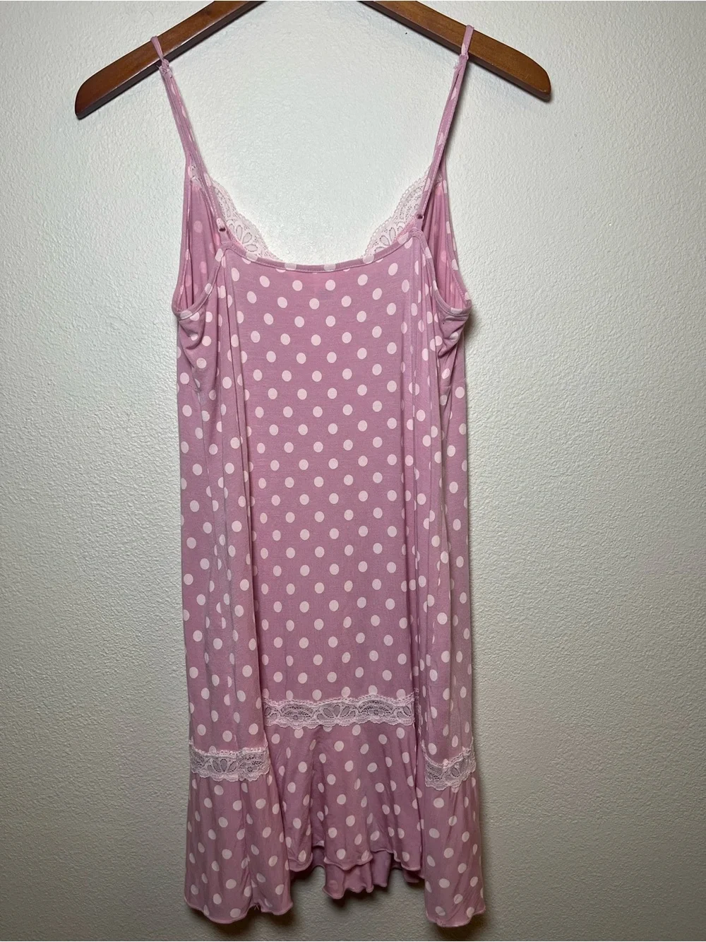Victoria's Secret Pink Babydoll Ruffle Polka Dot Lace-Trim Chemise